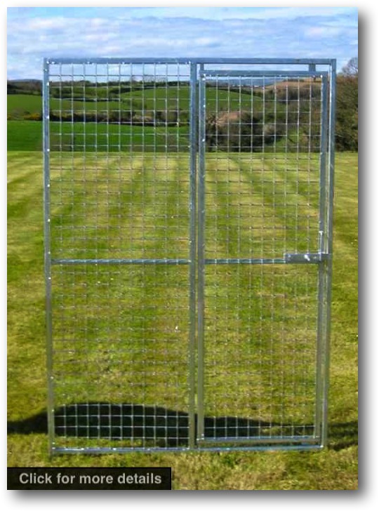 Gate Panel. 1.25m wide x 1.8m high (approx. 4ft wide x 6ft high). Sturdy construction using 25x25mm box section framing covered with 50x50x3mm weldmesh. Hot dip galvanised for lifetime rust protection. Bottom of panels are raised off the ground to stop bacterial growth and to ease cleaning.  Can be easily erected with no special tools or skills required. Bolts included.